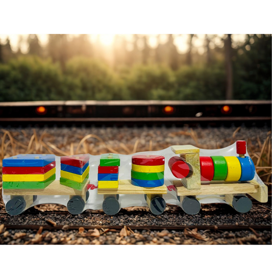 Wooden Geometric Block Car – Colorful Building & Learning Toy
