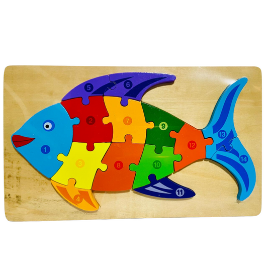 Wooden Fish Picture Puzzle – Counting & Colorful Learning Toy