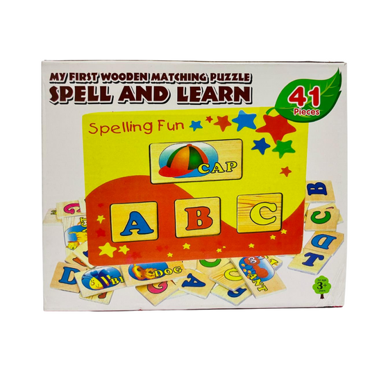 Spell & Learning – 41 Pcs Wooden Word Matching Puzzle