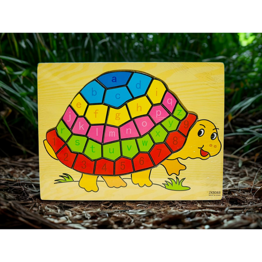 Wooden  Turtle abc & Number Puzzle – Color & Learn Toy