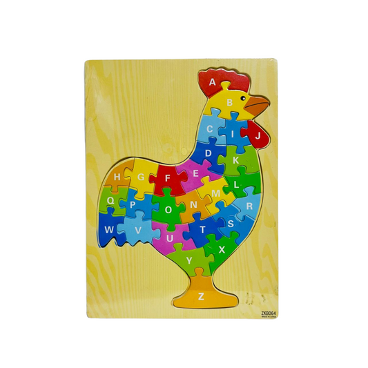 Wooden Hen ABC Puzzle – Color & Learn Toy