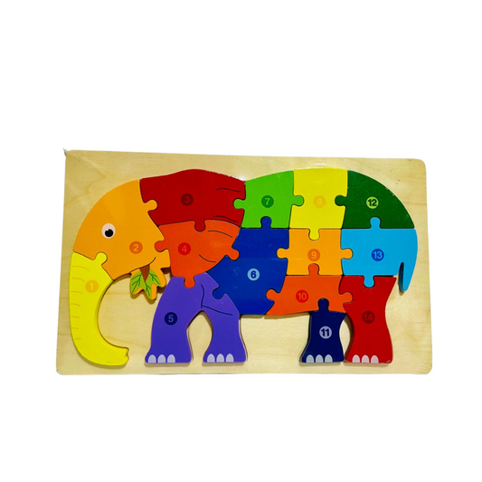 Wooden Elephant Counting Puzzle – Color & Learn Toy