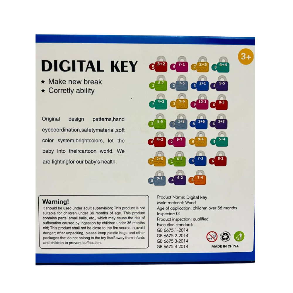 Digital Key Number Lock – Math Puzzle Lock with Key for Kids