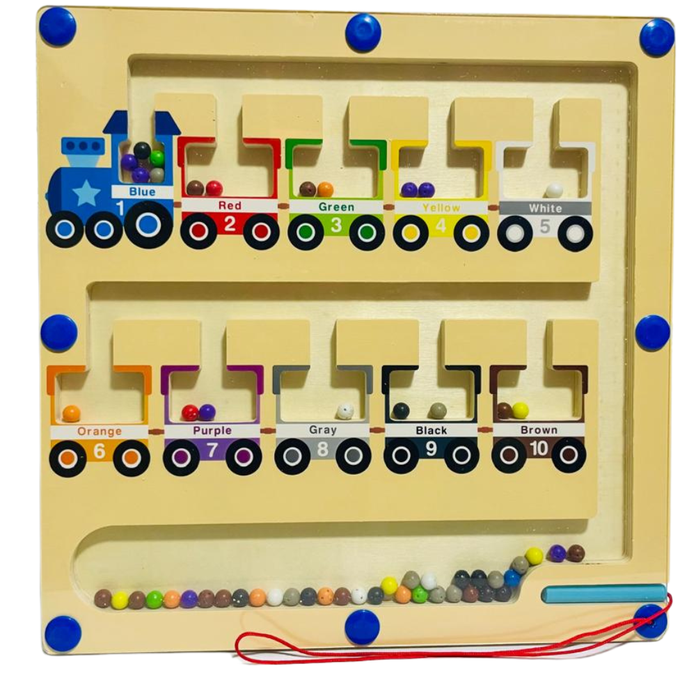 Magnetic Wooden Location Maze – Number Basket Game Large