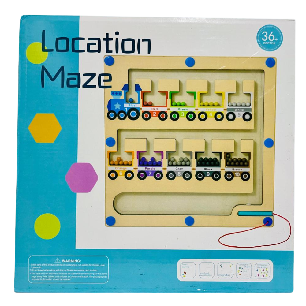 Magnetic Wooden Location Maze – Number Basket Game Large