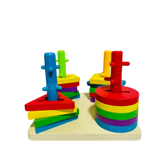 Wooden Shape Puzzle – 4-Set Column Sorting Toy for Kids