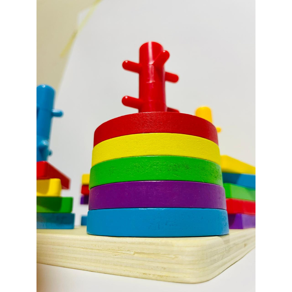 Wooden Shape Puzzle – 4-Set Column Sorting Toy for Kids