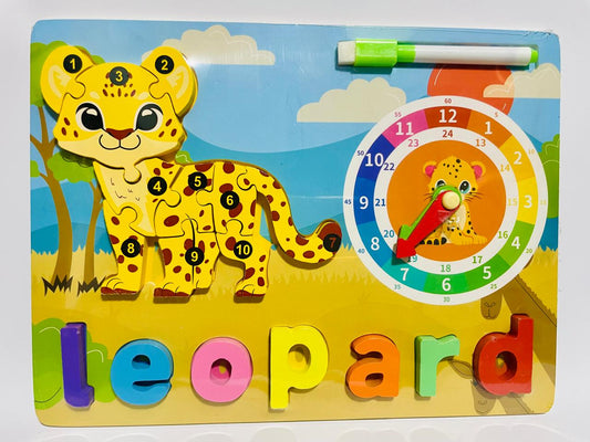 1 to 10 Animal Puzzle Clock Plate with Whiteboard
