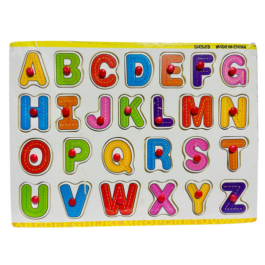 Educational ABC Wooden Learning Puzzle Board Block Tray with Knob
